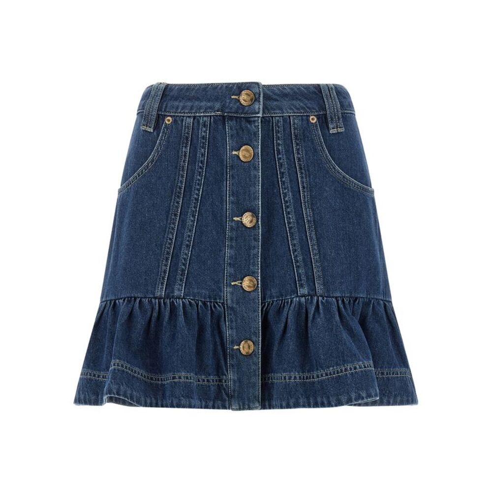 FARM RIO Blue Cotton Long Women's Skirt
